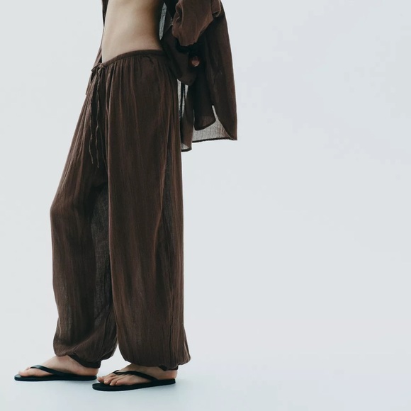 ZARA FLOWY BALLOON PANTS - Picture 4 of 8